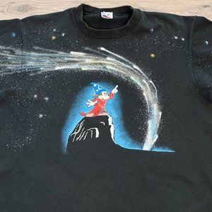 Vintage DISNEY Mickey Mouse T-Shirt 90s Fantasia A+ Faded Black Tee sz XL